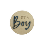 It’s a Boy Colored Wood Round Baby Gender Announcement