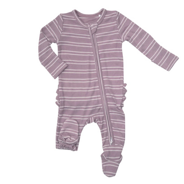 Lilac Stripe Ribbed Footie