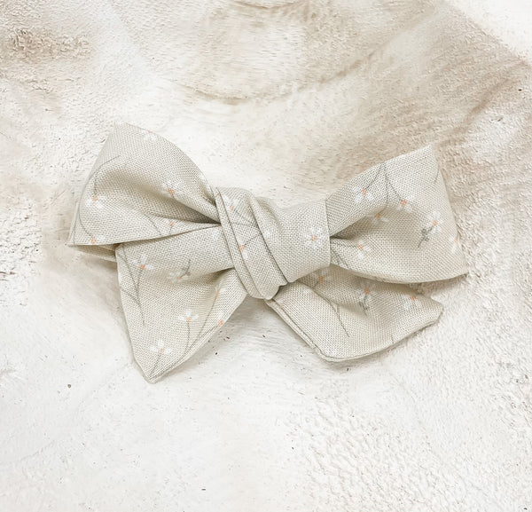 Taupe Floral Bow Clip