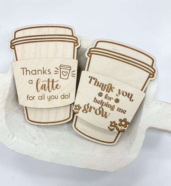 Coffee Cup Engraved Gift Card Holder
