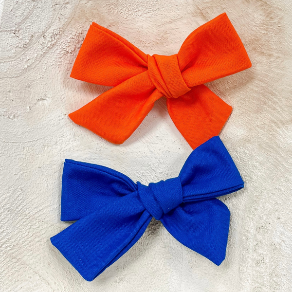 Royal Blue | Bright Orange Bow Clip 2pk