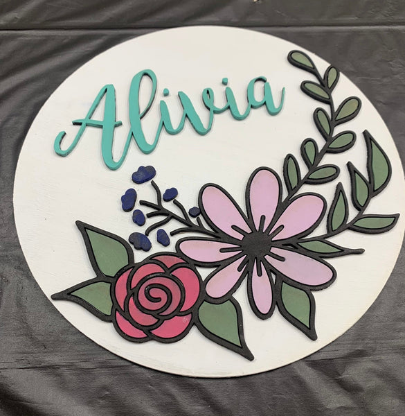 Personalized Floral Round